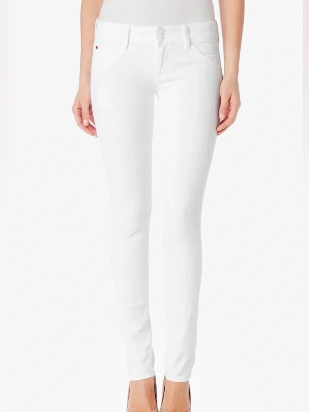 Hudson Collin Flap Skinny Jeans White - Sleek Slim Fit